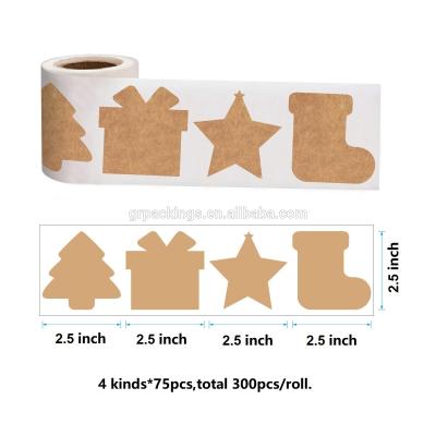 China Decorative Sticker Wrapping Paper Christmas Stickers in Roll Holiday Stickers for Christmas for sale