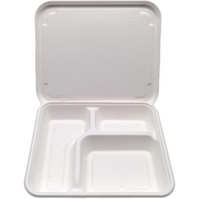 China 100% Biodegradable Compost Within 90 Days 3 Compartment 775ml Biodegradable Sugarcane Bagasse Tableware Food Serving Tray For Serving for sale