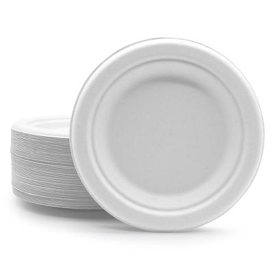 China 100% Compost Disposable Sugarcane Pulp Dish Biodegradable Sugar Cane Pulp Dish Bagasse Bagasse Pulp Within 90 Days E-CO 100% 6 Inch Round Dish for sale