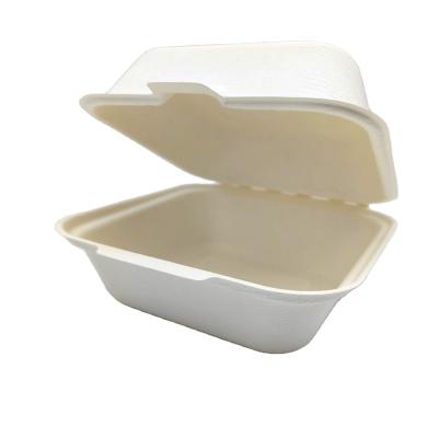 China 450ml 100% Recyclable Biodegradable Compartment Bagasse Disposable Clamshell Togo Food Container for sale