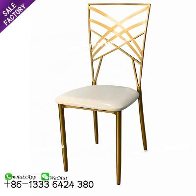 China Wholesale Wedding Chair Metal Hotel Chair Stackable Metallic Vintage Chairs Restaurant For Party for sale