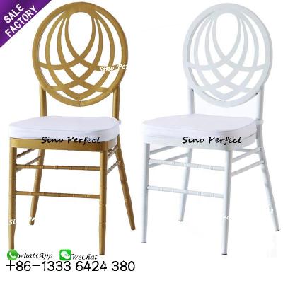 China Modern Wholesale Cheap Modern Gold Stacking Metal Phoenix Round Back Banquet Chairs Wedding for sale