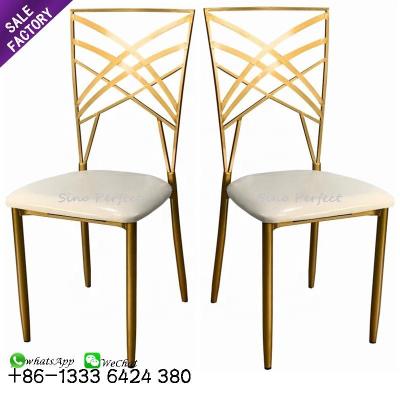 China Wholesale Modern Gold White Metal Iron Chameleon Wedding Stackable Chair for sale