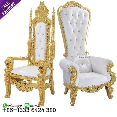 China Modern Wholesale Modern Luxury White And Gold Wedding Royal King Throne Sofa Chairs Wedding Furniture for sale