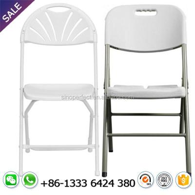 China Wholesale Garden Chair Cheap Folding Chair Plastic Foldable Chair With Back Fan For Outdoor Wedding Used for sale