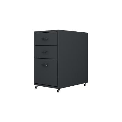 China Adjustable Movable Steel 3 Drawer Cabinet Pedestal Desk (Other) Black Metal for sale