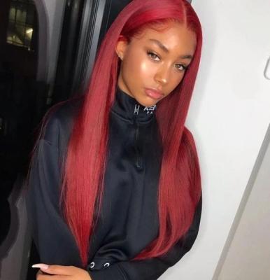 China Silky Straight Wave JP New HD Red Straight Lace Front Wig 100% Virgin Hair Wigs Remy Human Hair Wigs Unprocessed For Black Women for sale