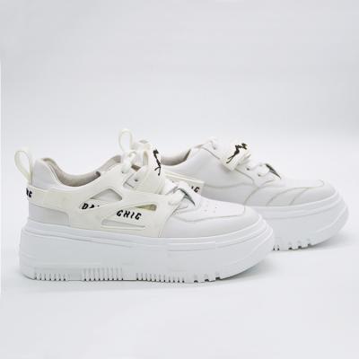 China Height Increasing Casual Weman's Waterproof Thick Bottom Sneakers Real Leather Platform Shoes for sale