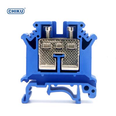 China PA66 UK16 N Wire Connector Din Rail Screw Terminal Block 16mm RUIK 16 101A for sale