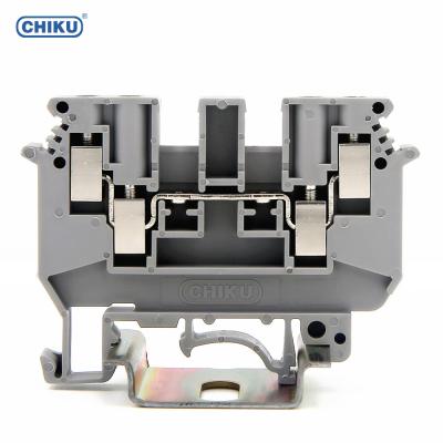 China Juction Box Terminal Block UDK 4 Trough Double In Exit Dual Din Rail Terminal Block Connector for sale