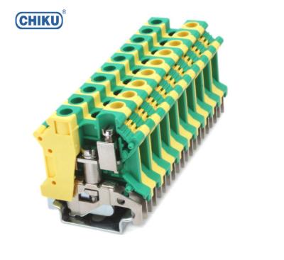 China The box and etc. Power Distribution USLKG 10N Ground Earth Terminal Block Din Rail , 10mm Wire Connector for sale