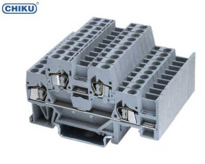 China PA66 Tow Levels Spring Cage Terminal Block , Electrical Terminal Block For Din Rail Mounted CE ROSH Approved for sale