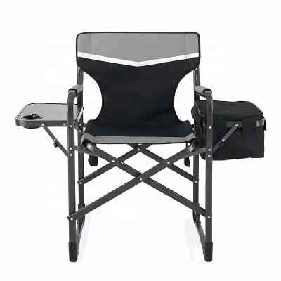 China Modern Aluminum Folding Camping Chairs, Heavy Duty Camp Manager Chair For Adults, Lightweight Chair With Side Table And Cooler Bag for sale