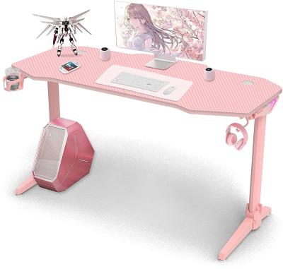 China Other UK Popular Pink Good Student Desk Game Table PC Desktop Gaming Home Office With Mouse Pad Cup Holder Earphone Hook Handle for sale