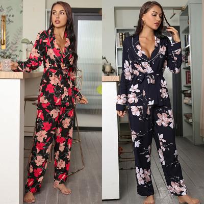 China New Fashion Ladies' Beautiful Thermal Floral Women's Winter Robes And Pajamas Modern Long Sleep Dress 2pcs Night Wear Wear Suit Set Woman for sale