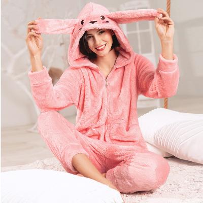 China Adult onesie baby romper onesie polyester flannel jumpsuit oneies thermal simple pink hooded footed jumpsuit pajamas pjs for women for sale