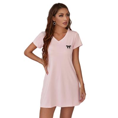 China Pink T-shirt 1pc sleep wear cute QUICK DRY cute Korean fashionable pajamas loungewear soft comfortable piyama night sleep dress women pajamas sleepwear for sale