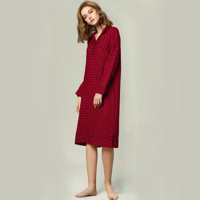 China Cheap long sleeve sleepdress nightgown pajamas loungewear Christmas pajamas wholesale QUICK DRY cotton rayon dress for sale