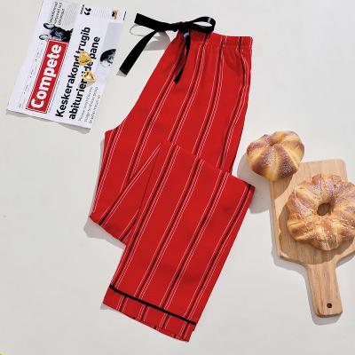 China 100% red teen night sleep pants women nightgowns sleepwear pj bottoms cotton rayon custom design striped QUICK DRY long for sale