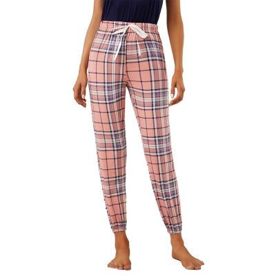 China 2021 Anti-Wrinkle Korean Fashion Tailored Pink Plaid Women's Harem Sweatpants Long Night Wear Casual Bottoms For Jogging Sleep for sale