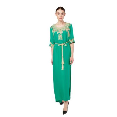 China National dress plus size green skirt sportswear summer dress cheap islamic abaya muslim maxi kaftan Arab dress for women ladies for sale