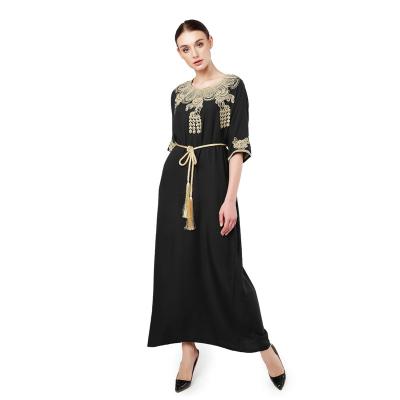 China National simple green skirt dress islamic clothing plus size casual dress summer abaya cheap muslim maxi kaftan arabic dress for women ladies for sale