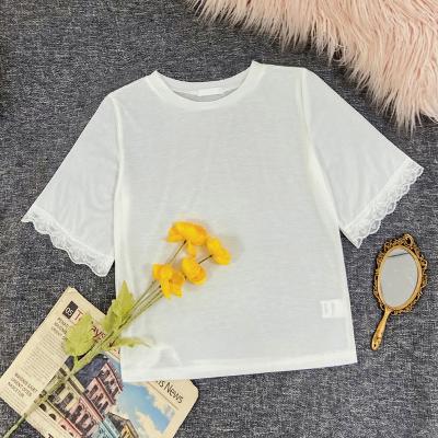 China Plus Size Logo Silk Cotton T-shirt Summer White Oversized Simple Breathable Crew Neck Blank Casual Slim Plus Size T-shirt Women for sale