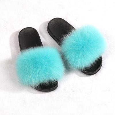 China Fashion Trend Real Raccoon Fur Slides Fur Slides Kids Mink Fur Slides for sale