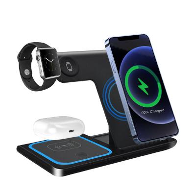 China 15W Portable Foldable Wireless Quick Charging Stand Fast Charging Station Mobile Phone Cargadores Qi Stand 3 in 1 Wireless Charger for sale