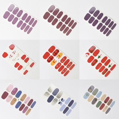 China Hot Selling Custom Made Solid Color Waterproof High Quality Dip Color Glitter Covered Real Nail Polish Strip Street Art Wrapping Nail Sticker for sale