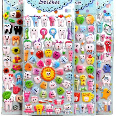 China Factory Waterproof Custom Kids Art Cute 3D Cartoon Tooth Shape Logo Stickers Waterproof Foam Stickers Kids PVC Foam Stickers for sale