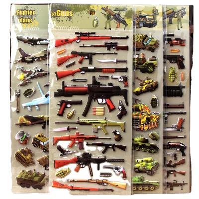 China Sale Waterproof Customized 3D Decoration Cartoon Waterproof Toy Gun DIY Color Children's LOGO Stickers Wall Children's Model Stickers for sale