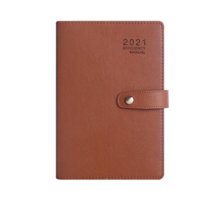 China A5 Hardcover Academic Printed Customized Logo PU Leather Diary 2021 Daily Planner Hardcover Monthly Notebook With Clasp for sale