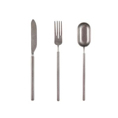 China GH Disposable Retro Snowflake Style Dull Knife Fork and Spoon 304 420 Stainless Steel Teaspin Tableware for sale