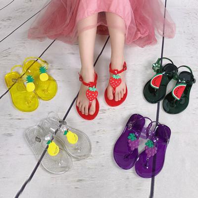 China Breathable Flat PVC Kids Shoes Wholesale Summer Jelly Kids Cute Fruit Toddler Sandals for sale