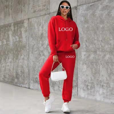 China Latest Waterproof Women's Hoody Fall Two Piece Set Sportswear Outfits Solid Colors Jogger Women Pants Gaiters Pant 2 Piece Set for sale