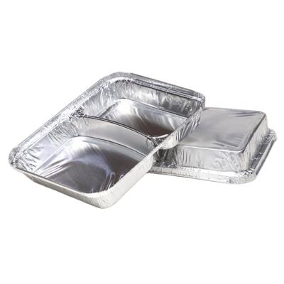 China Disposable 2 Compartment Food Container Aluminum Foil Container for sale