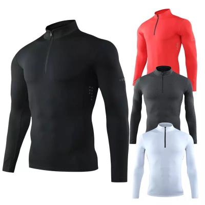 China Men Sportswear Compression Fitness Gym T-shirt Long Sleeve Running Sweater Tight Zipper QUICK DRY QUICK DRY Sportswear Increasing Rashgard Factory for sale