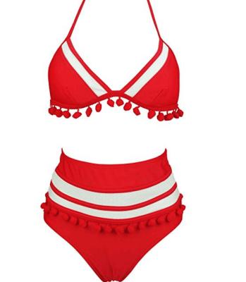 China High Waisted Bikini Women Two Piece Tassel Lift Anti-UV Anti-UV Bikini Swimwear Set Swimsuit Beach Wear Sun Wear for sale