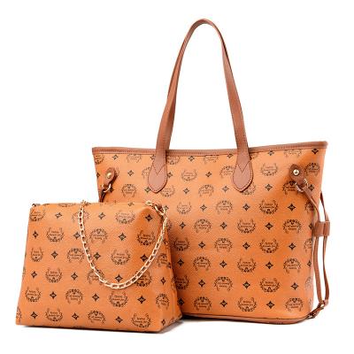 China New Fashion Custom Large Capacity Women's Casual Handbag Printed Shoulder Tote Bag Leather Set for sale