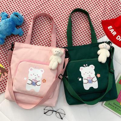 China 2022 Fashion cute all-match student shoulder bag bear one-shoulder bear canvas large capacity bag for sale