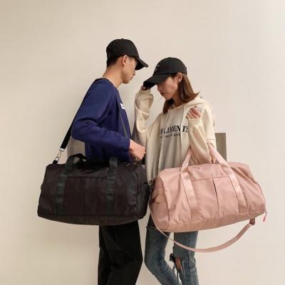 China Fashion summer new large capacity folding Oxford cheap waterproof nylon fabric shoulder travel sports pink pink bag for sale