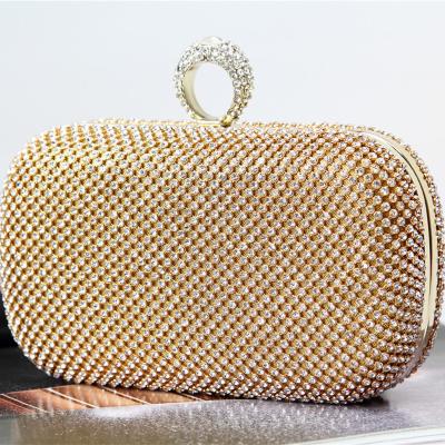 China 2022 Evening Clutch Bag Rhinestone Border Creative Pure Handmade Ring With Diamond Evening Clutch Bag for sale