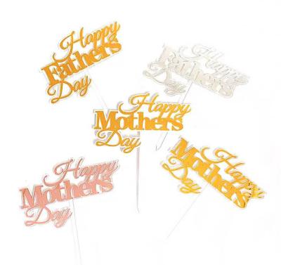 China Acrylic Happy Mothers Day Cake Topper English Happy Birthday Mom and Dad Cake Decorating Style Cake Topper New for sale