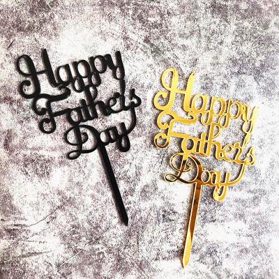 China Promotional Acrylic Cake Topper Decoration Star Dad Birthday Cupcake Topper For Father Birthday Party Cake Decorating Father's Day Cake Topper for sale