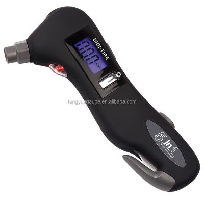 China ATV Low Tire Pressure Gauge With Light Emergency Hammer 16.4*6.7*2.5CM for sale