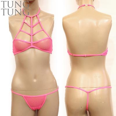 China Custom Made MIT Sexy Net Lingerie Sheer Backless Bikini Set for sale