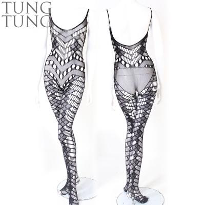 China Geometric Shaped Holes Front And Low Cut Back Sexy Net Design See Through Lingerie Bodysuits for sale