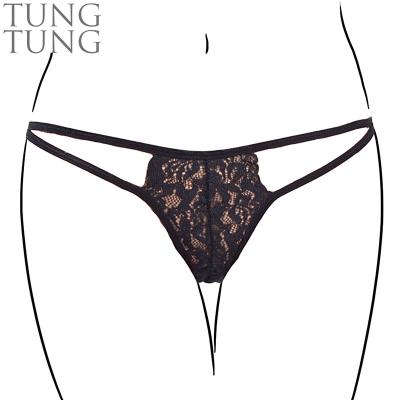 China Breathable Elegant Side Cut Black Lace See Sexy Women Panties for sale