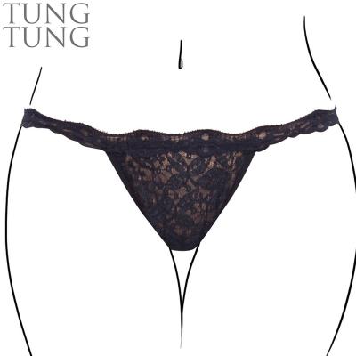 China Breathable Sexy G-String Criss Cross Backless Lace Sheer Panties for sale